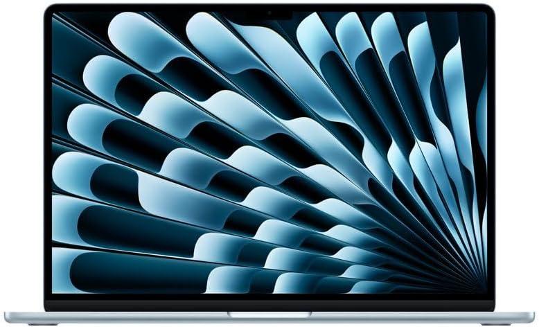 Apple 2026 MacBook Air (de 15 polegadas, Chip M5 da Apple com CPU de 10 núcleos e GPU de 10 núcleos., 16GB Memória unificada, de 512 GB) - Azul-céu