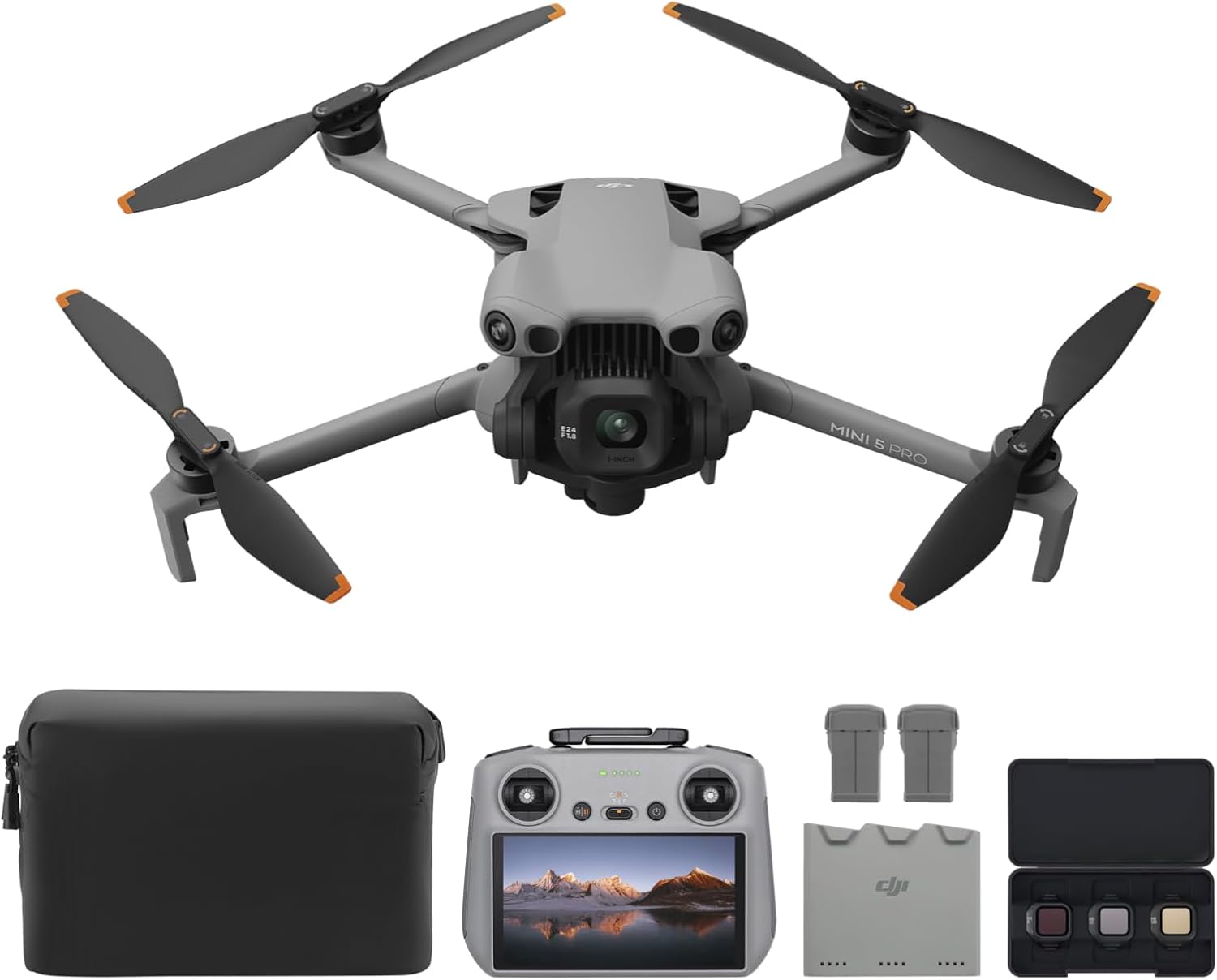 DJI Combo Mini 5 Pro Fly More Plus com DJI RC 2, drone com câmera, CMOS de 2,5 cm, drone 4K para iniciantes, detecção de obstáculos, ActiveTrack 360°, rotação de suspensão cardan de 225°, vida útil
